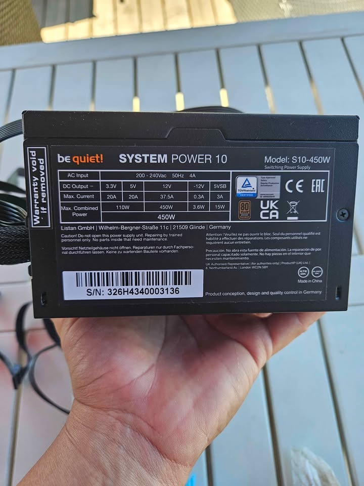 450W 80 PLUS Bronze Power Supply – Quiet, Unused, Ready for Installation